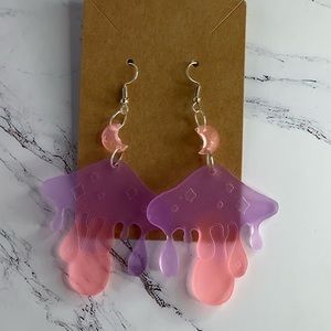 Handmade Resin Earrings | Purple and Pink Mushrooms